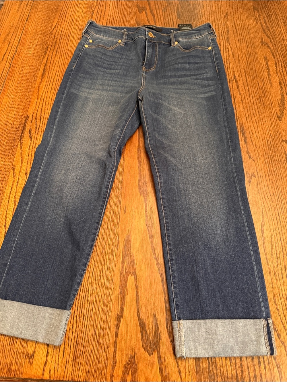 Liverpool Wide Cuff Crop Straight Leg Stretch Jeans Size 10 Charlie Sartel